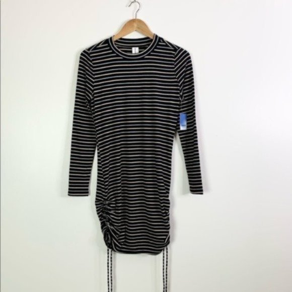 Nordstrom Dresses & Skirts - NWT Abound Black Long Sleeve Striped Ruched Side Dress